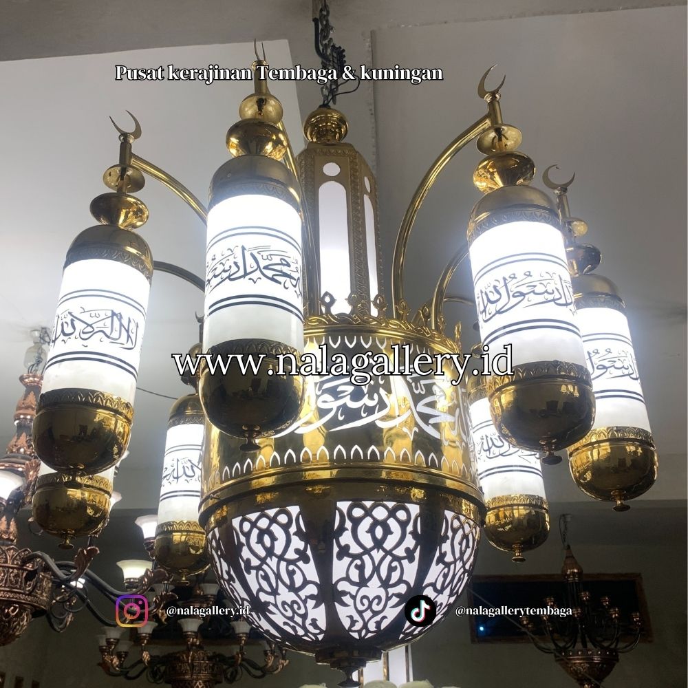 lampu gantung tembaga kombinasi kuningan desain elegan