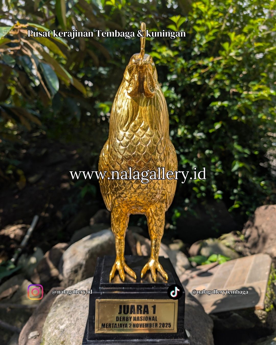 patung ayam kuningan kualitas ekspor